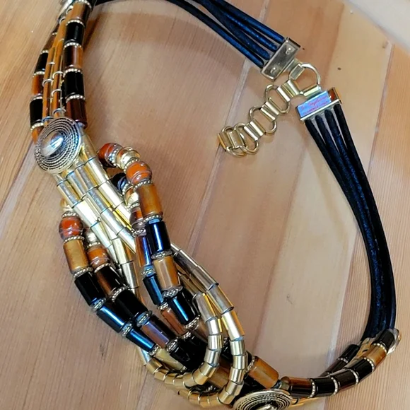 Vintage G. Gagliano Belt! Vintage G Gagliano Belt, Blue Tubular Leather Strings Belt  main image 2